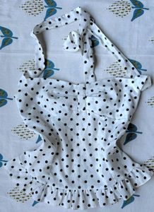 Polka Dot Ruffle Halter Top