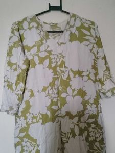 Green Floral Print Kurta