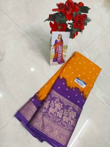 Elegant Orange and Purple doal Silk Saree