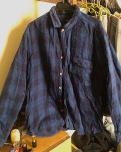 Men's Blue Plaid Button-Down Shirt