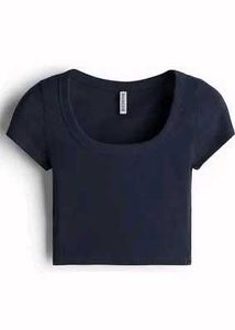 Blue Basic Crop Tee