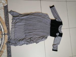 *Black White Checkered Lace Yoke Midi Dress with W