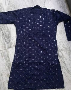 Stylish Navy Blue Embroidered Kurta
