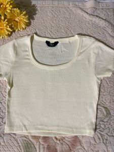 Max Ribbed Cream Cropped Tee