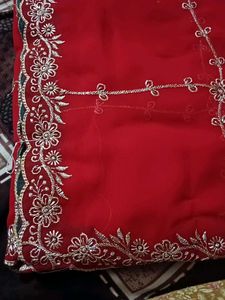 Red Embroidered Saree