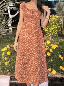Charming Floral Print Midi Dress