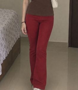 Go Colors Red Corduroy Flare Pants