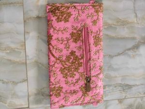 Pink Embroidered Clutch