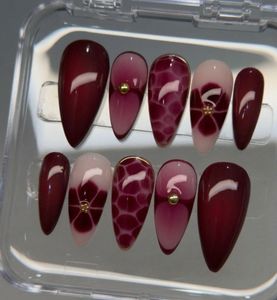 Designer Red Press-On Nails