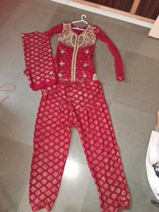 Red & Gold Embroidered Kurta Set