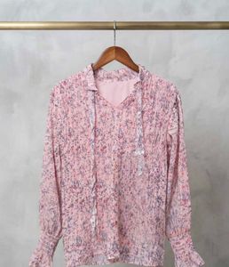 Sheer Floral Print Tie Neck top