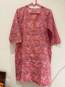 Pink Floral Print Kurta