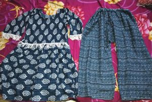 Navy Blue Short Frock Plazzo Set