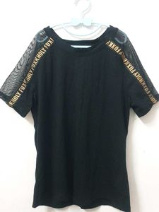 Black Tee with Mesh Sleeves