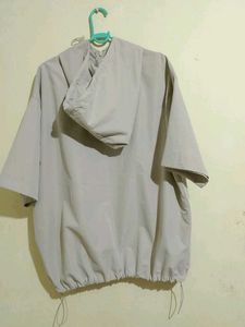 Women's Grey Hooded Pullover Top