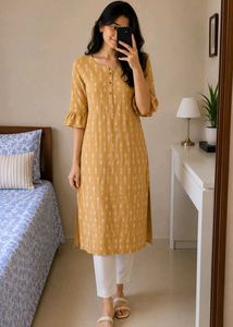 yellow cotton kurti