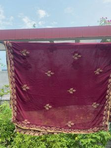 Elegant Embroidered Maroon Dupatta