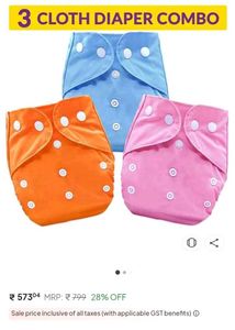 Cloth Diaper Set of 5 Along With Inserts