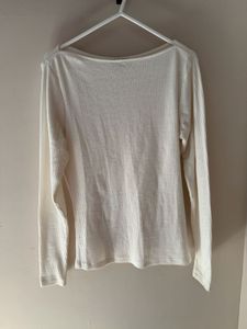Roadster White Ribbed Fitted Long-Sleeve Top