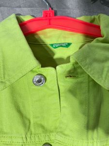 BENETON Vibrant Green Denim Vest