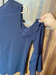 Navy Blue Shoulder Cut Top
