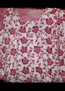 Chic Red Floral Blouse