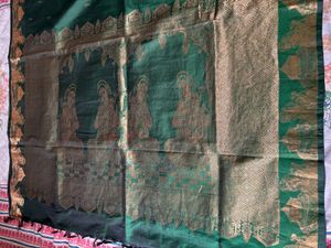Elegant Green Saree with Gold Border