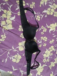 Black Push-Up Bra with Logo Band