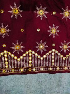 Maroon Embroidered Kurta Set