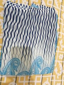 Blue & White Printed Saree