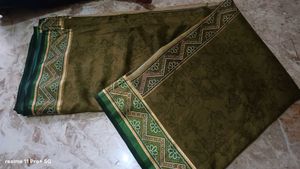 Olive Green Floral Saree
