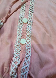 Peach Boho Crop Top with Lace Details | Cute