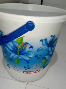 Blue Floral Plastic Bucket