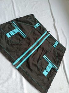 Black Mini Skirt with Contrast Stitching