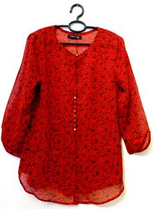 Red Sheer Printed Shirt