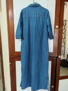 Denim Midi Dress with Embroidery
