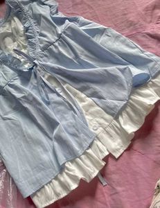 Light Blue Ruffle Blouse