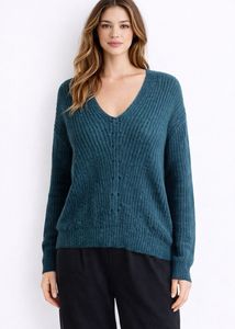 Teal V-Neck Knit Sweater
