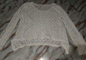 Cream Lace Long Sleeve Top