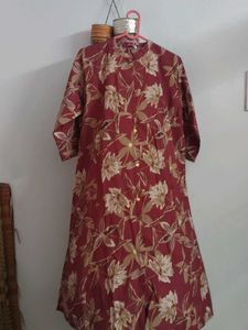 Maroon Floral Print Kurta