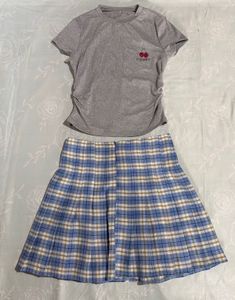 set Top & Plaid Skirt Se