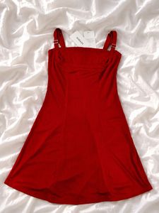 Chic Red Spaghetti Strap Mini Dress