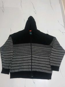 All-4 size Men's Striped Zip-Up Hoodie