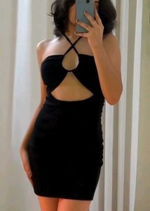 Black Halter Cutout Mini Dress