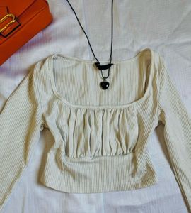 Ribbed Square Neck Top