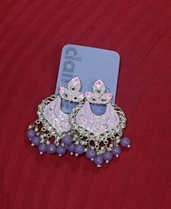 Pretty Lavender Jhumka Earrings