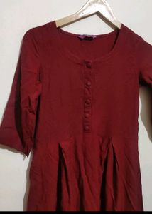 Maroon Anarkali Kurti Plazo Set For 30 Bust