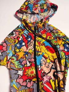 Comic Print Zip-Up Hoodie