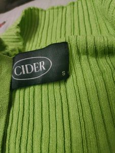 Lime Green Ribbed Button-Up Vest Top