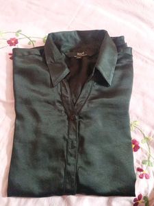 Black satin branded shirt Xxl